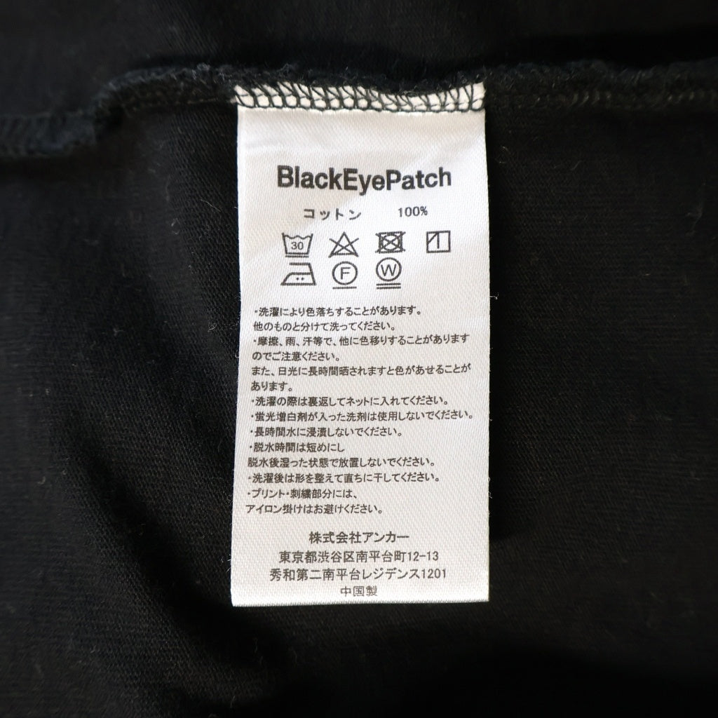 THE BLACK EYE PATCH(ブラックアイパッチ) ×Team Tomodachi Label Rhinestone Tee チーム友達 ラベル 両面ラインストーン 半袖Tシャツ カットソー ブラック