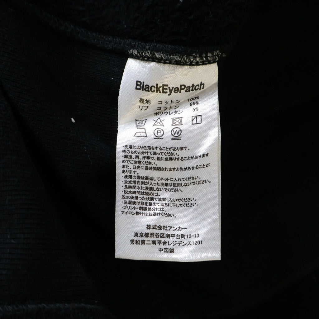 THE BLACK EYE PATCH(ブラックアイパッチ) ×Team Tomodachi Rhinestone Crew Sweat チーム友達 HWC 両面ラインストーン クルーネック スウェット トレーナー ブラック