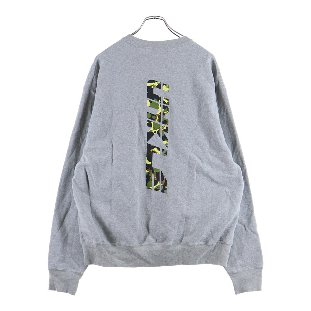 A BATHING APE(アベイシングエイプ) ×UNKLE/MO WAX Original Headz 両面プリント クルーネック スウェット トレーナー グレー