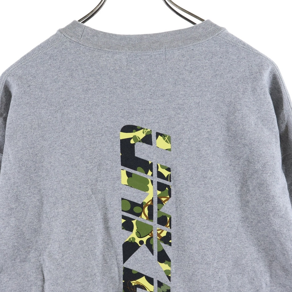 A BATHING APE(アベイシングエイプ) ×UNKLE/MO WAX Original Headz 両面プリント クルーネック スウェット トレーナー グレー