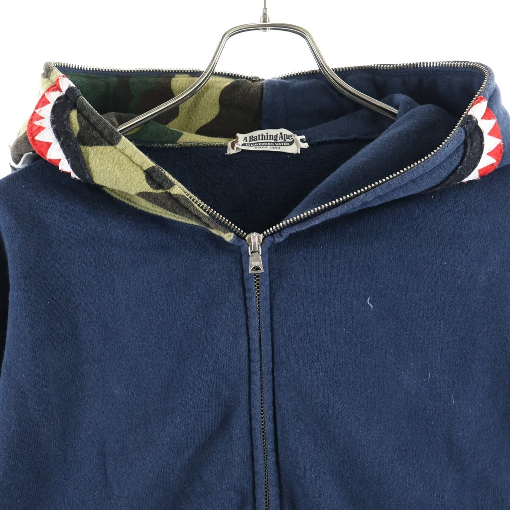 A BATHING APE(アベイシングエイプ) 1st Camo Shark Full Zip Hoodie ファーストカモ シャークフルジップフーディー パーカー ネイビー