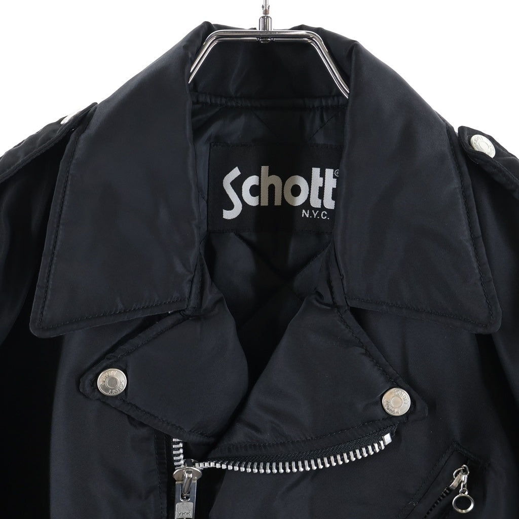 SCHOTT(ショット) ナイロン ダブルライダースジャケット ブラック 3162018
