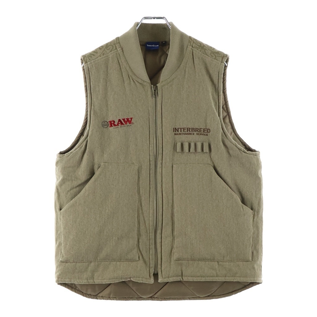 NO BRAND(ノーブランド) 【INTERBREED インターブリード 】×RAW ロウ ジップアップ ダック ベスト ベージュ