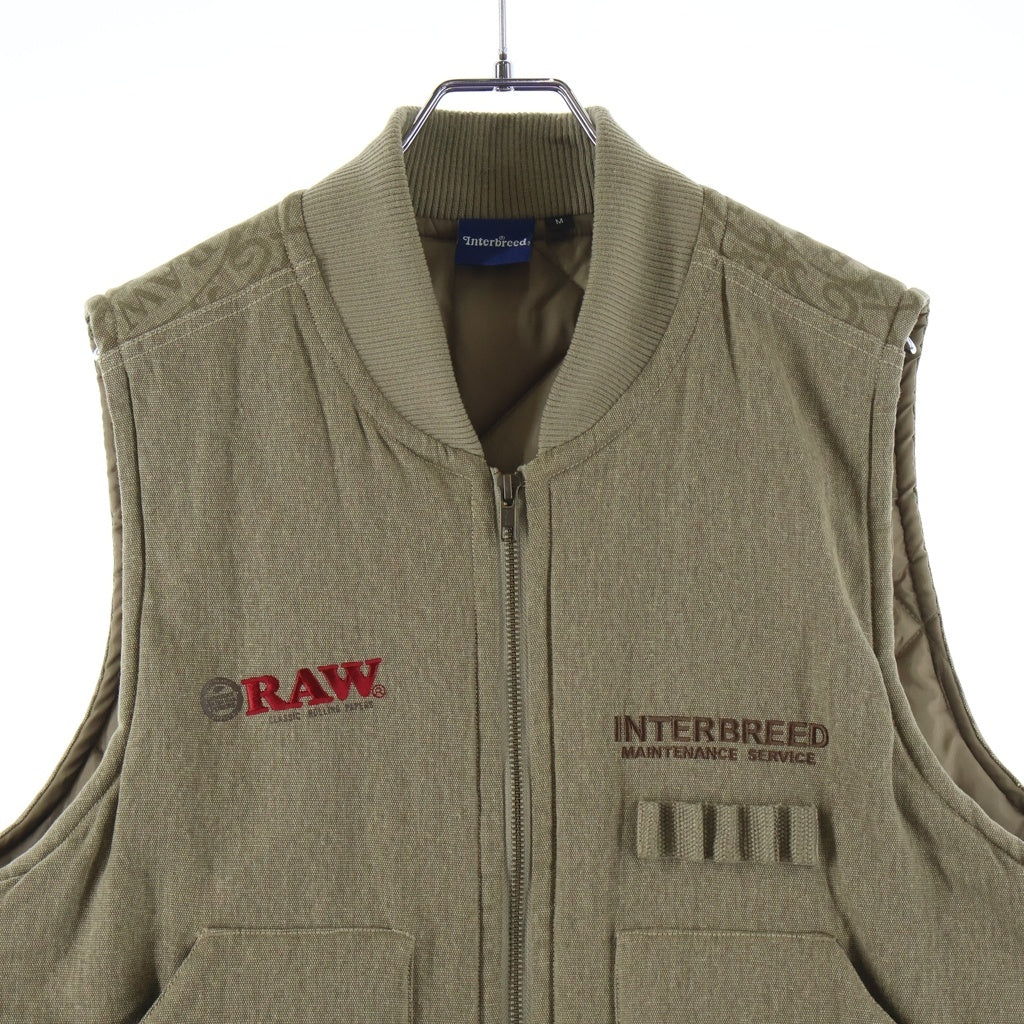 NO BRAND(ノーブランド) 【INTERBREED インターブリード 】×RAW ロウ ジップアップ ダック ベスト ベージュ