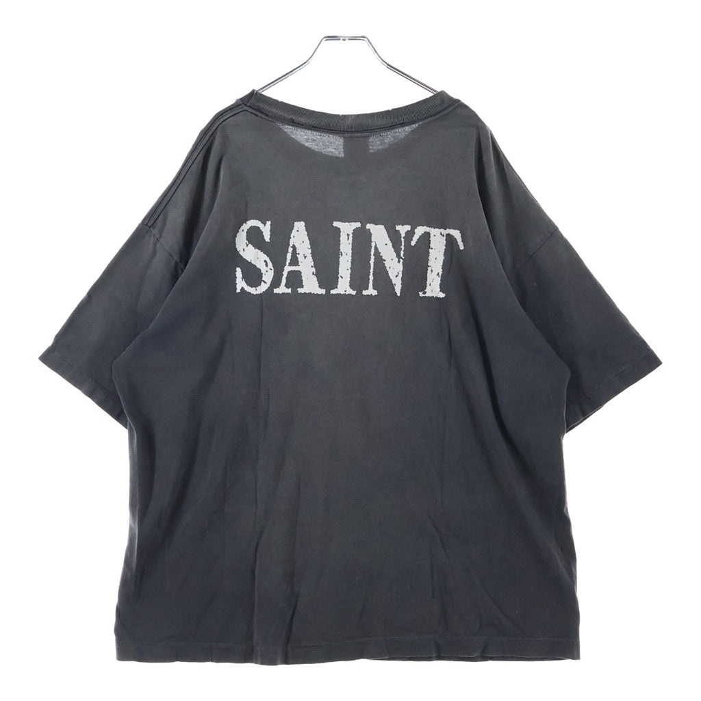 SAINT MICHAEL(セントマイケル) ×DEATH NOTE デスノート フロントデザイン ダメージ加工 クルーネック 半袖 Tシャツ カットソー ブラック SK-MK8-0000-C78