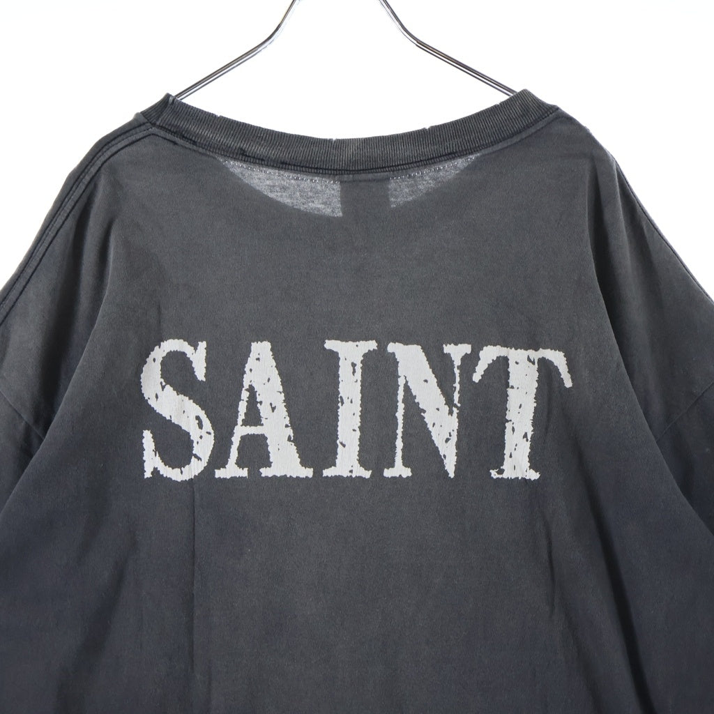 SAINT MICHAEL(セントマイケル) ×DEATH NOTE デスノート フロントデザイン ダメージ加工 クルーネック 半袖 Tシャツ カットソー ブラック SK-MK8-0000-C78