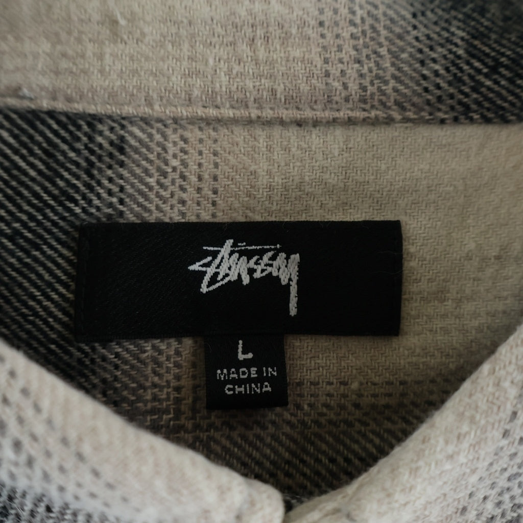 STUSSY(ステューシー) 22AW Hellshire Plaid Shirt ヘルシャー チェック総柄 ボタン長袖シャツ ホワイト/ブラック