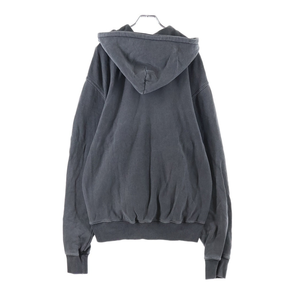 STUSSY(ステューシー) Smooth Stock Pig Dyed Zip Hoodie スムースストック ピグメント加工 フロントロゴプリント ジップアップパーカー フーディー グレー 1975021