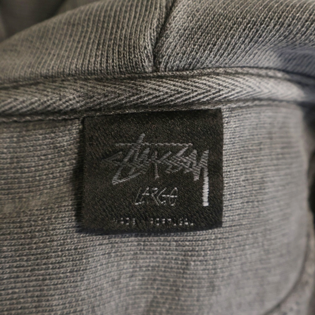 STUSSY(ステューシー) Smooth Stock Pig Dyed Zip Hoodie スムースストック ピグメント加工 フロントロゴプリント ジップアップパーカー フーディー グレー 1975021