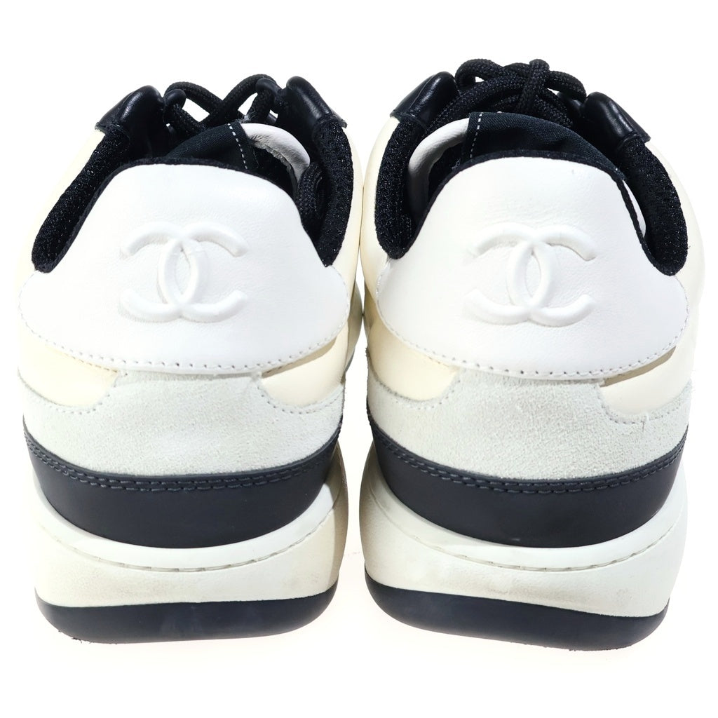 CHANEL(シャネル) ココマーク レザー スエード切替 ローカットスニーカー ホワイト G45213