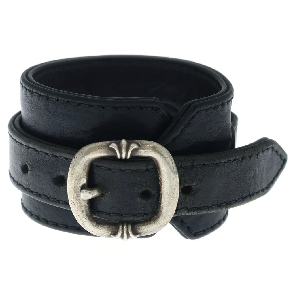 CHROME HEARTS(クロムハーツ) R&R TINY BUCKLE ガンスリンガー タイニーバックル レザーブレスレット チョーカー ブラック/シルバー