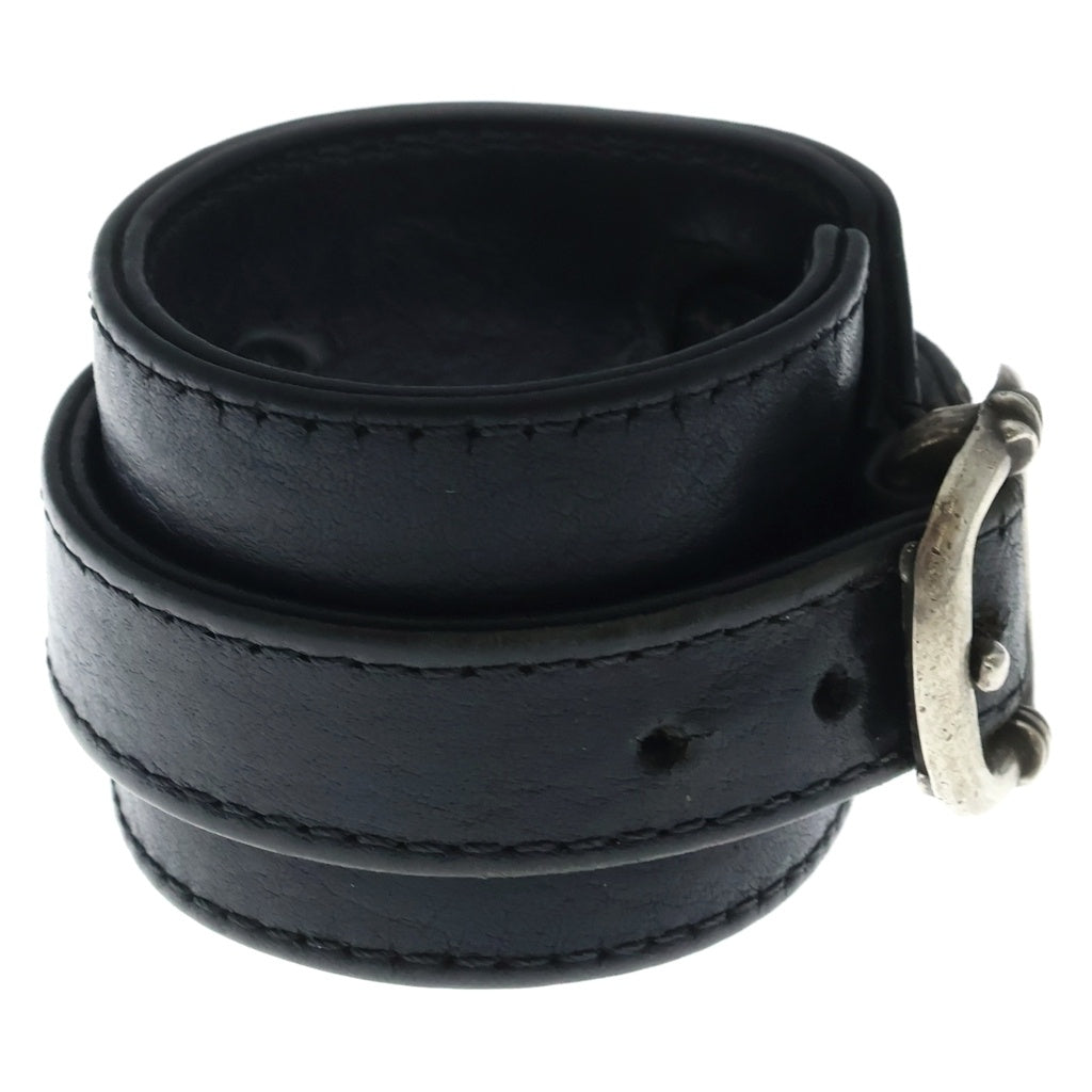 CHROME HEARTS(クロムハーツ) R&R TINY BUCKLE ガンスリンガー タイニーバックル レザーブレスレット チョーカー ブラック/シルバー