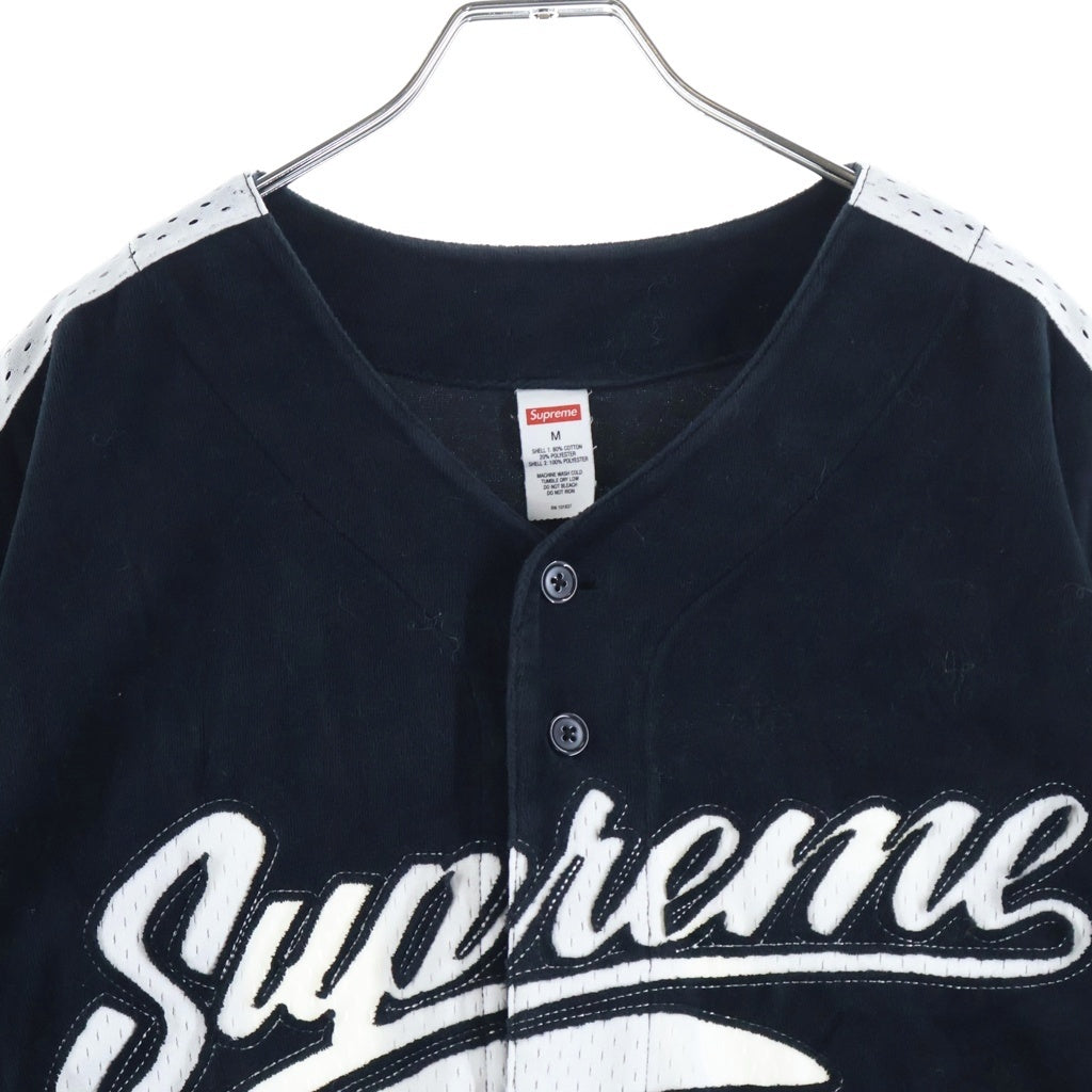 SUPREME(シュプリーム) 20AW Velour Baseball Shirts ヴェロア ベースボールシャツ ブラック