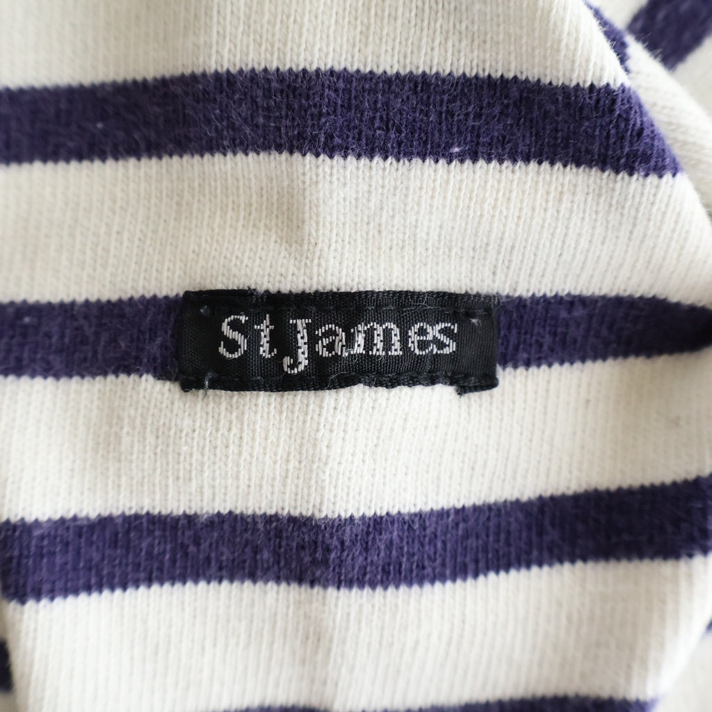SAINT JAMES(セントジェームス) OLD OUESSAINT TAG Border L/S Tee オールド ボーダー クルーネック 長袖Tシャツ カットソー ネイビー/ホワイト