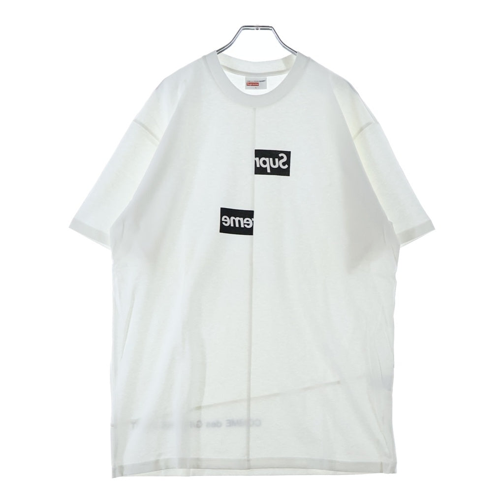 SUPREME(シュプリーム) 18AW ×COMME des GARCONS SHIRT Split Box Logo Tee コムデギャルソンシャツ スプリットボックスロゴ フロントプリント 半袖Tシャツ カットソー ホワイト