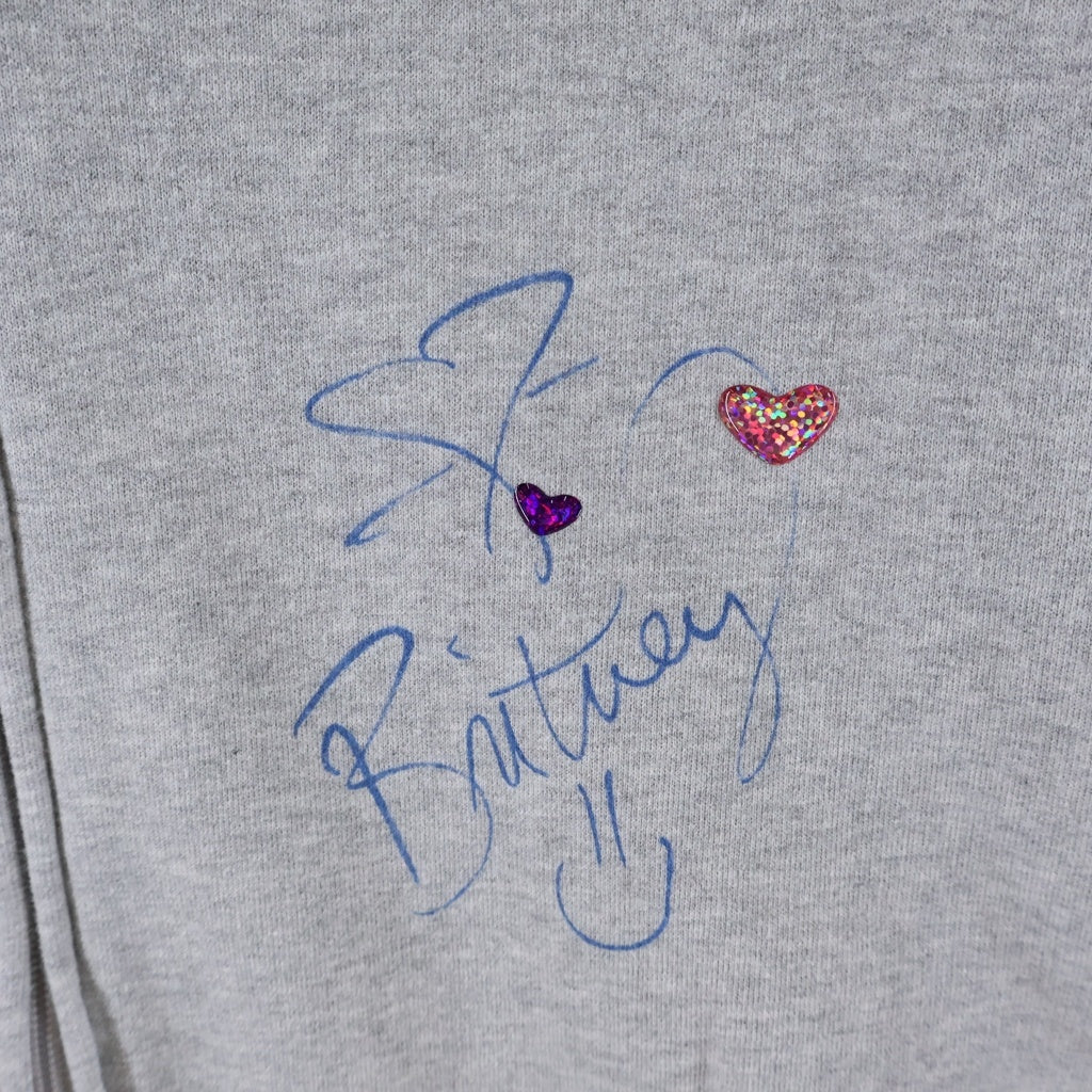 BALENCIAGA(バレンシアガ) BRITNEY SPEARS ZIP UP HOODIE ブリトニースピアーズ バックプリント ラインストーン装飾 ジップアップスウェットパーカー フーディ グレー 851236 TTVJ5