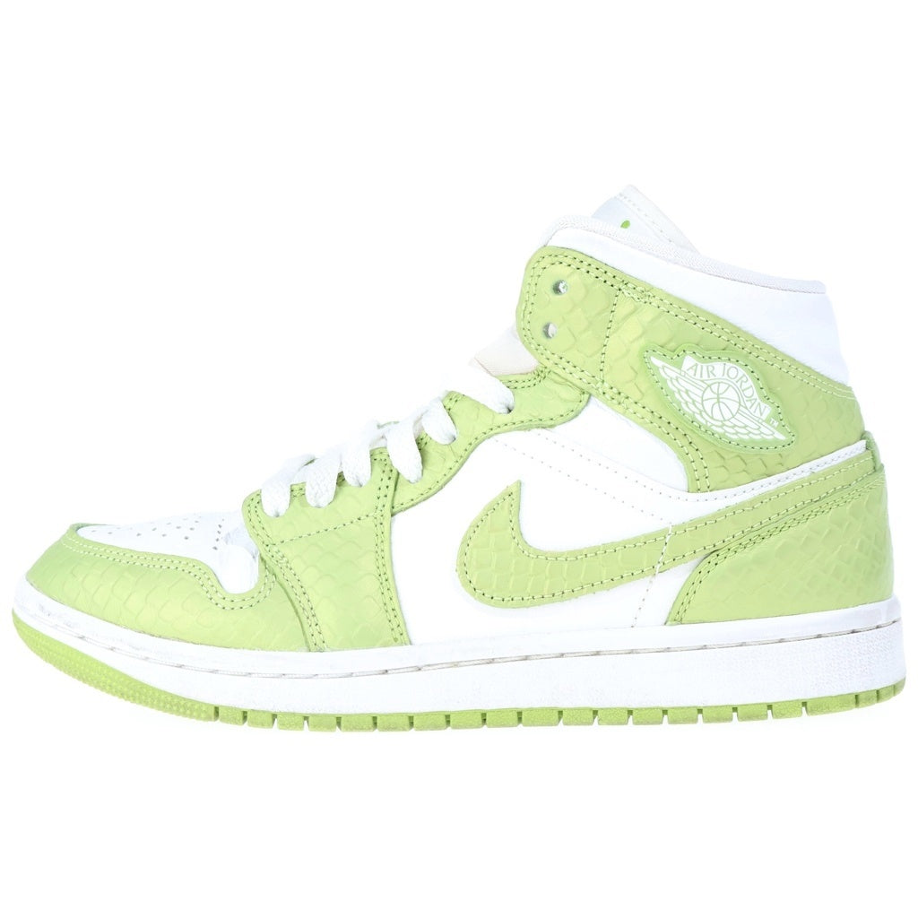 NIKE(ナイキ) Air Jordan 1 Mid SE Vivid Green Snakeskin エアジョーダン1 ミッド ヴィヴィッド スネーク型押し ハイカットスニーカー グリーン US7/24cm DV2959-113 レディース