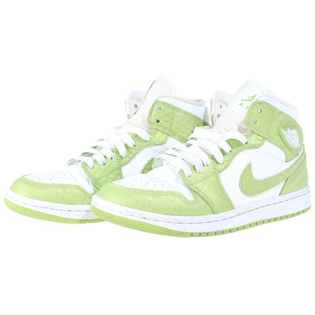 NIKE(ナイキ) Air Jordan 1 Mid SE Vivid Green Snakeskin エアジョーダン1 ミッド ヴィヴィッド スネーク型押し ハイカットスニーカー グリーン US7/24cm DV2959-113 レディース