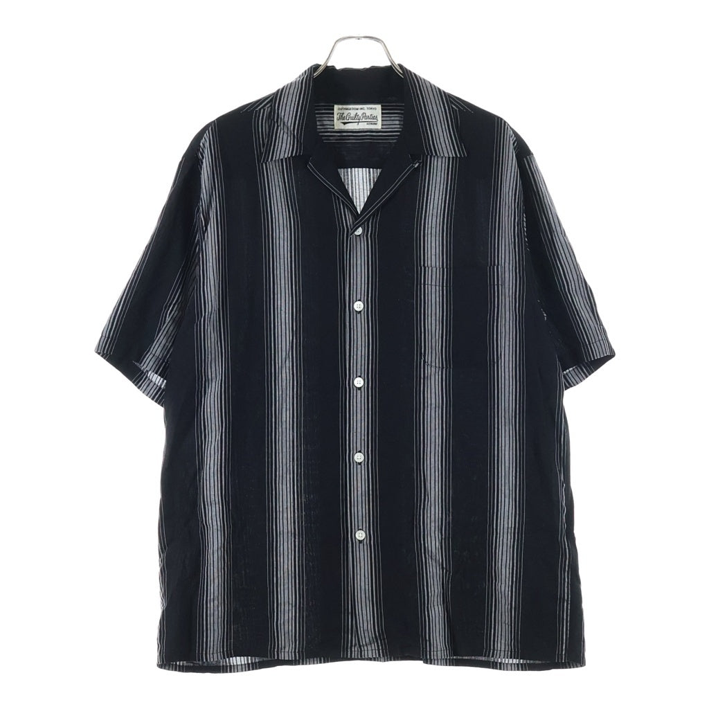 WACKO MARIA(ワコマリア) Dobby Chain Stripe S/S Cavana Shirt ドビーチェーン ストライプ総柄 カバナ 半袖 ボタン シャツ ブラック