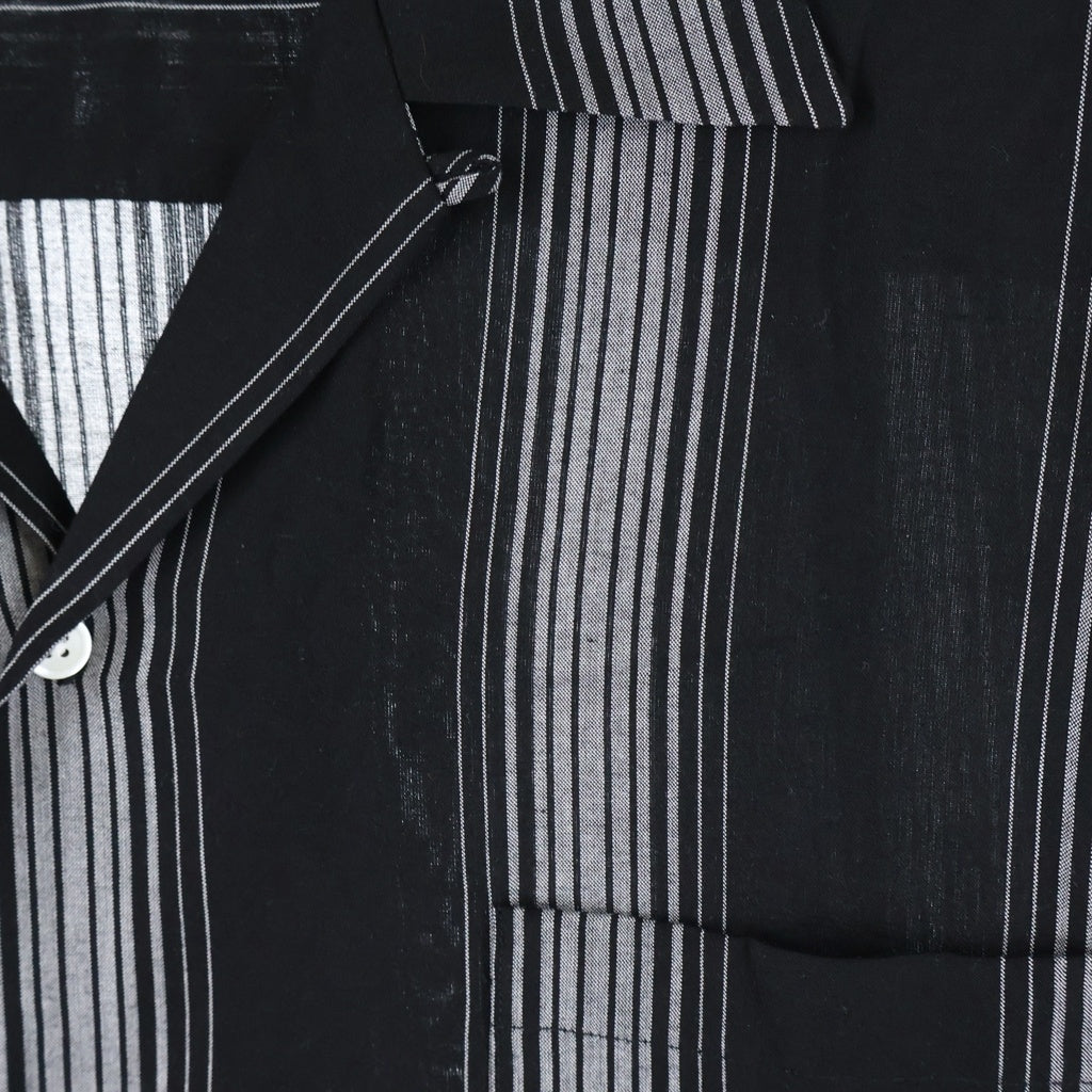 WACKO MARIA(ワコマリア) Dobby Chain Stripe S/S Cavana Shirt ドビーチェーン ストライプ総柄 カバナ 半袖 ボタン シャツ ブラック
