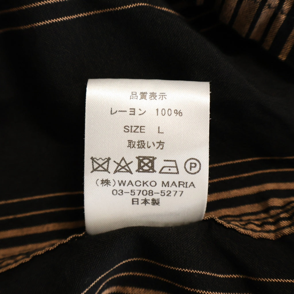 WACKO MARIA(ワコマリア) 22AW STRIPED OPEN COLLAR SHIRT L/S ストライプ オープンカラー レーヨン ボタン 長袖シャツ ブラック/ブラウン