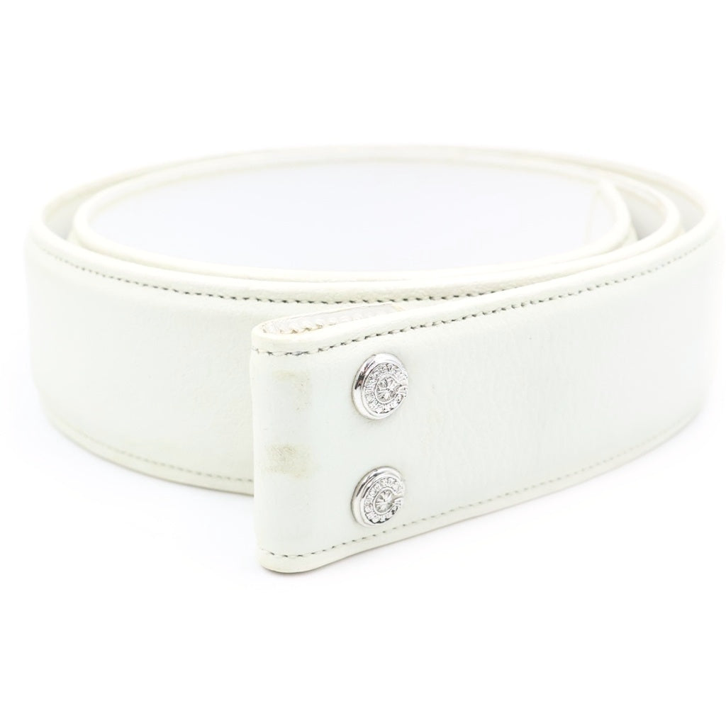 CHROME HEARTS(クロムハーツ) 1.5 STRAP 1.5インチ ホワイトロジウム加工 ホースシューリベッツ レザーベルトストラップ ホワイト