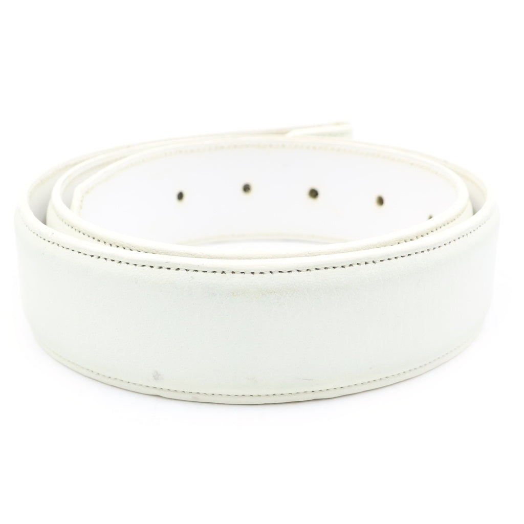 CHROME HEARTS(クロムハーツ) 1.5 STRAP 1.5インチ ホワイトロジウム加工 ホースシューリベッツ レザーベルトストラップ ホワイト