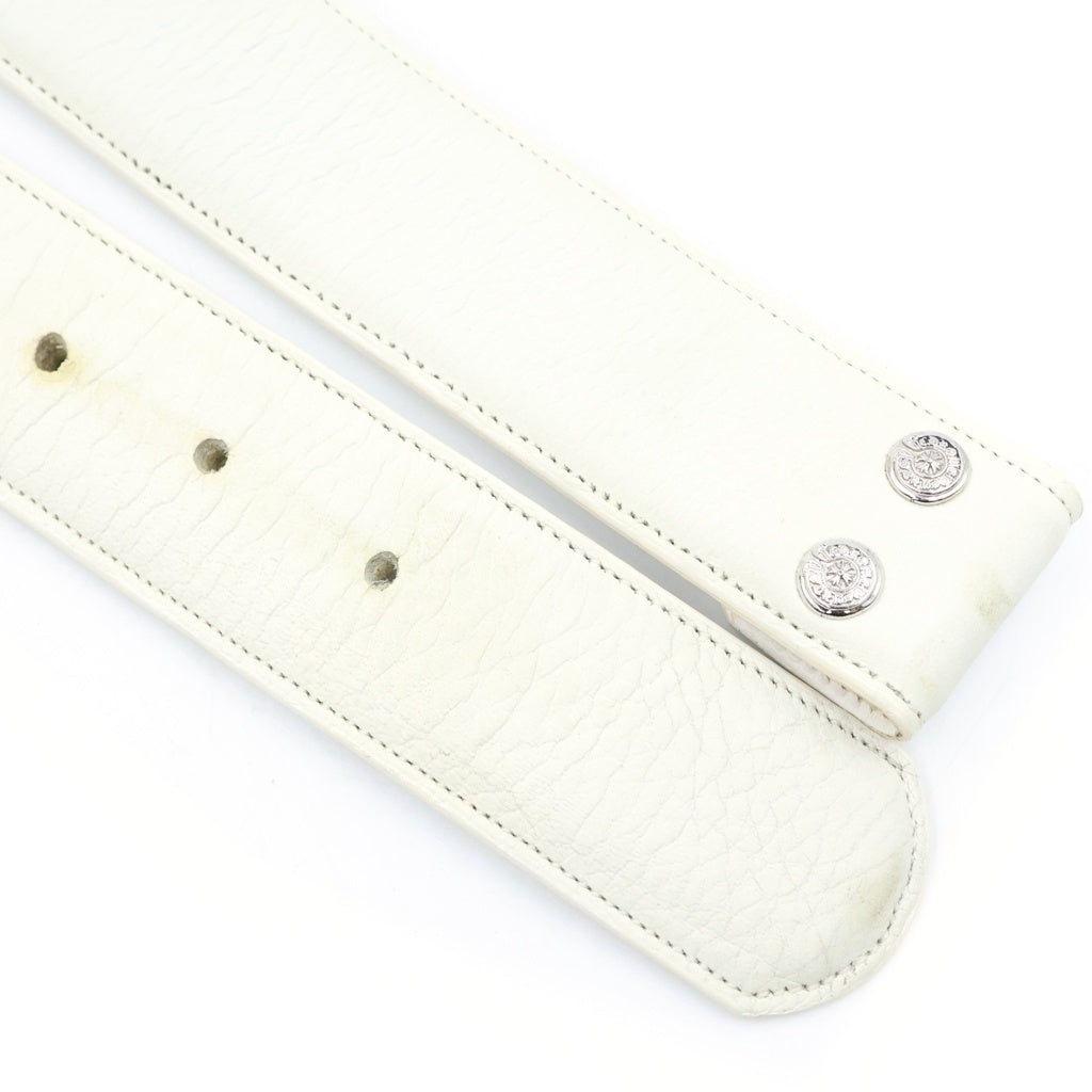 CHROME HEARTS(クロムハーツ) 1.5 STRAP 1.5インチ ホワイトロジウム加工 ホースシューリベッツ レザーベルトストラップ ホワイト
