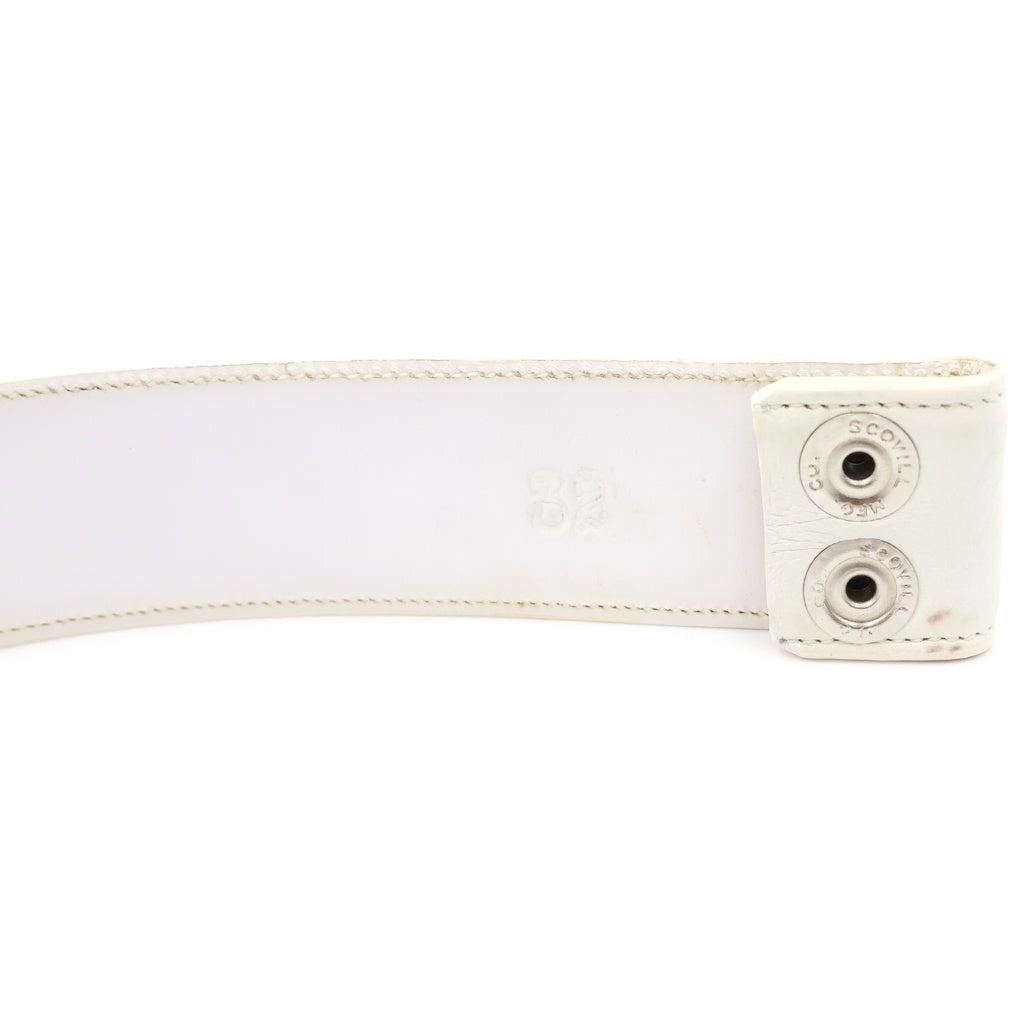 CHROME HEARTS(クロムハーツ) 1.5 STRAP 1.5インチ ホワイトロジウム加工 ホースシューリベッツ レザーベルトストラップ ホワイト