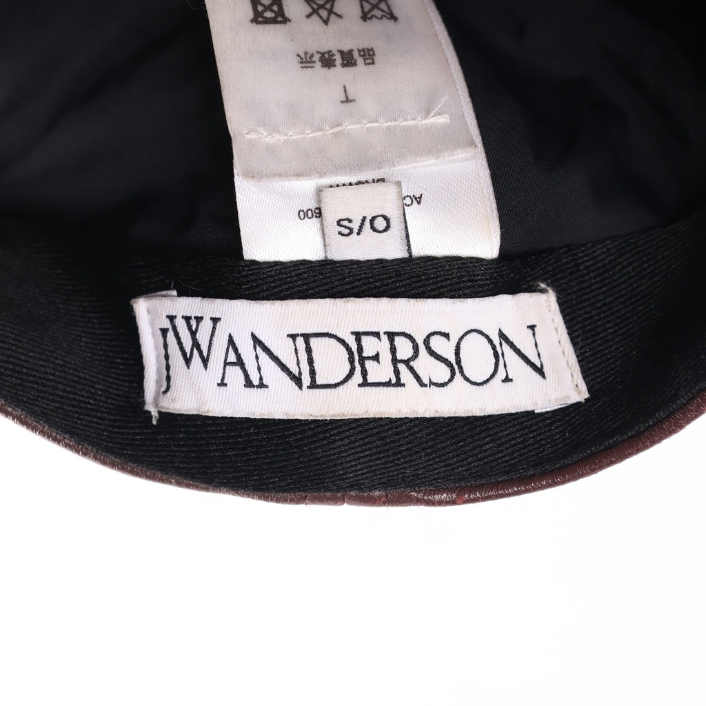 J.W.ANDERSON(ジェー ダブリュー アンダーソン) アンカーロゴ レザー ベースボールキャップ 帽子 ブラウン