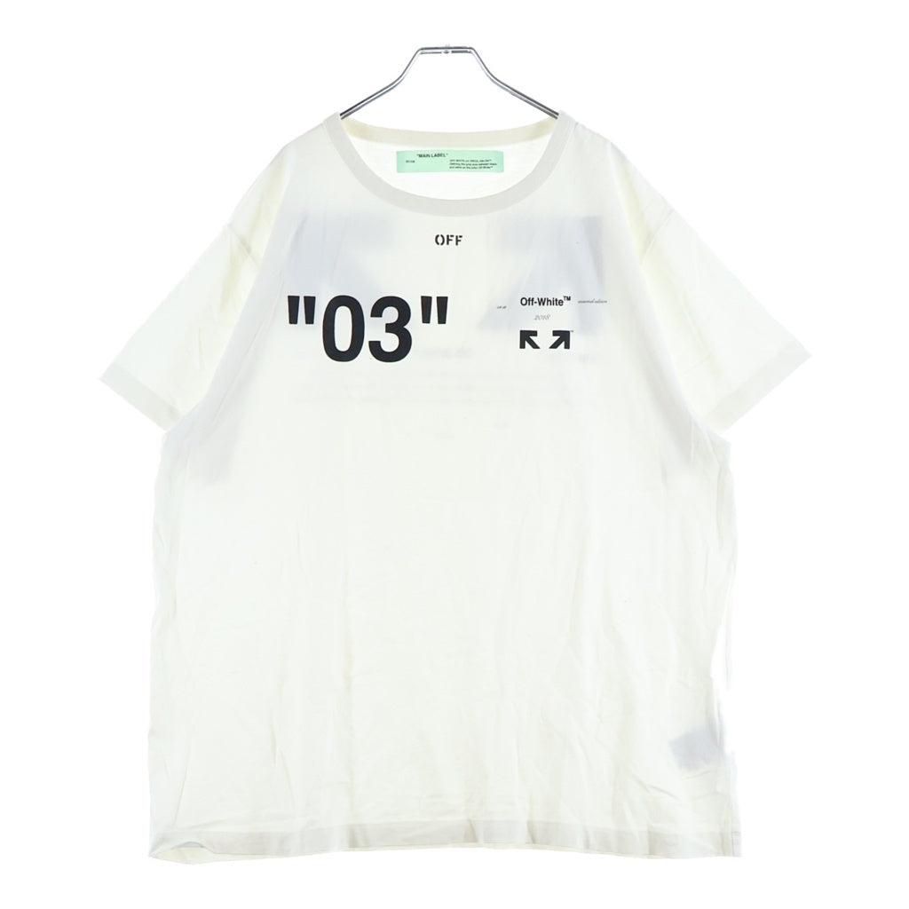 OFF-WHITE(オフホワイト) 18AW MAIN LABEL クルーネック半袖Tシャツ カットソー ホワイト OMAA027F18A53128