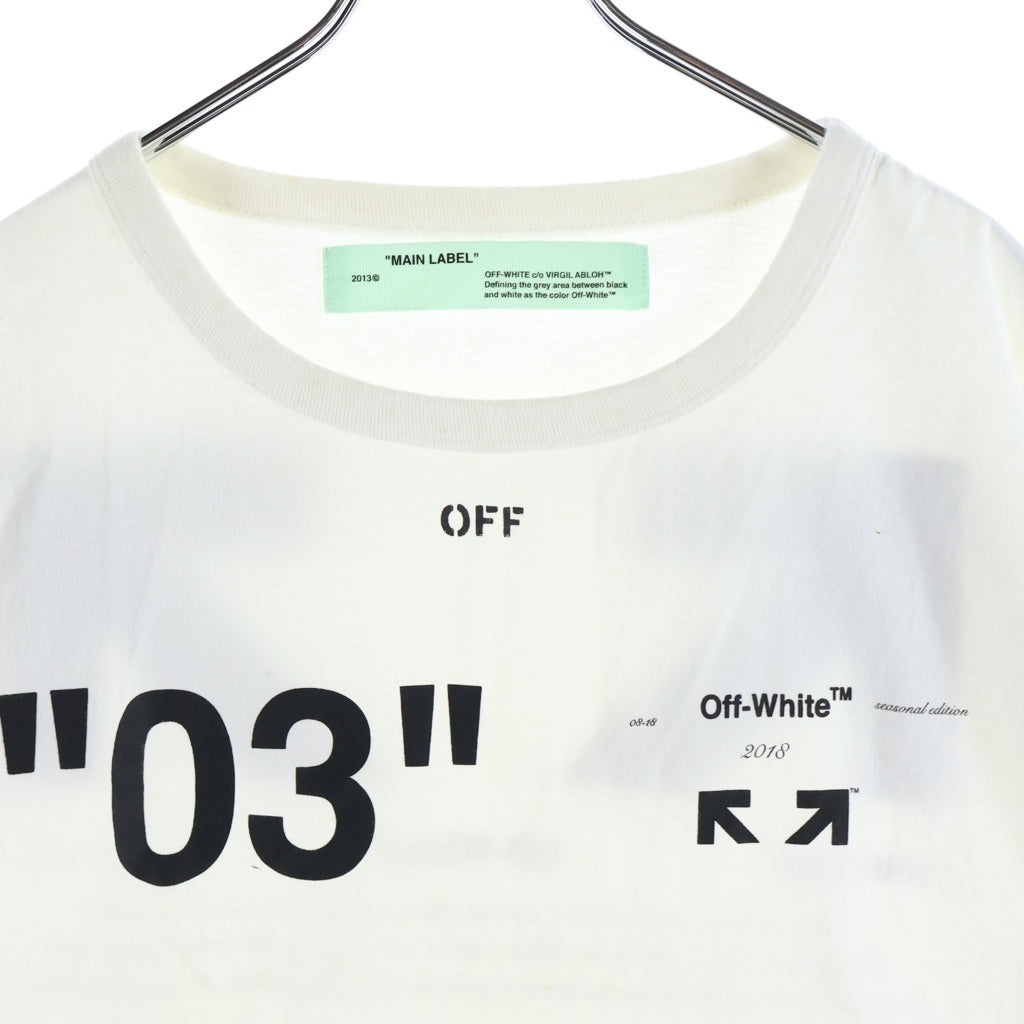 OFF-WHITE(オフホワイト) 18AW MAIN LABEL クルーネック半袖Tシャツ カットソー ホワイト OMAA027F18A53128