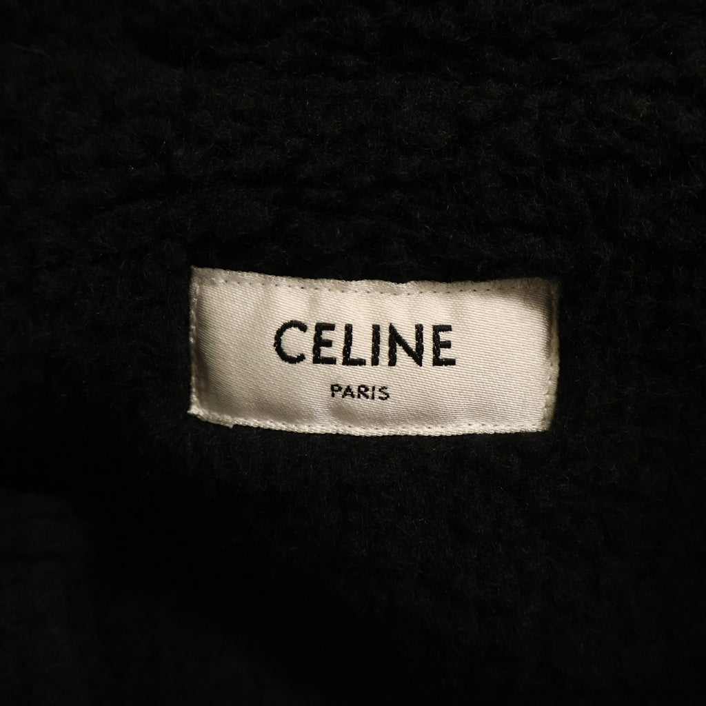 CELINE(セリーヌ) クリアストーンロゴ ボア切替 デニムトラッカージャケット ブラック 2Q523085T