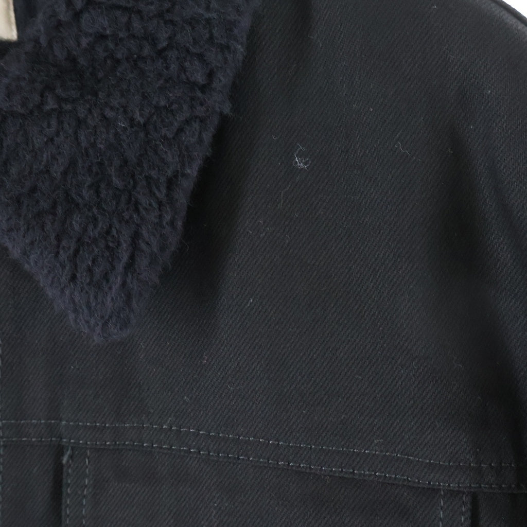 CELINE(セリーヌ) クリアストーンロゴ ボア切替 デニムトラッカージャケット ブラック 2Q523085T