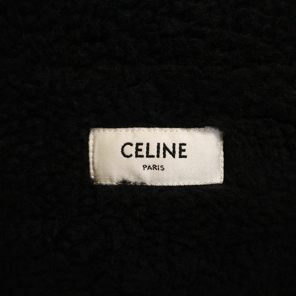 CELINE(セリーヌ) クリアストーンロゴ ボア切替 デニムトラッカージャケット ブラック 2Q523085T