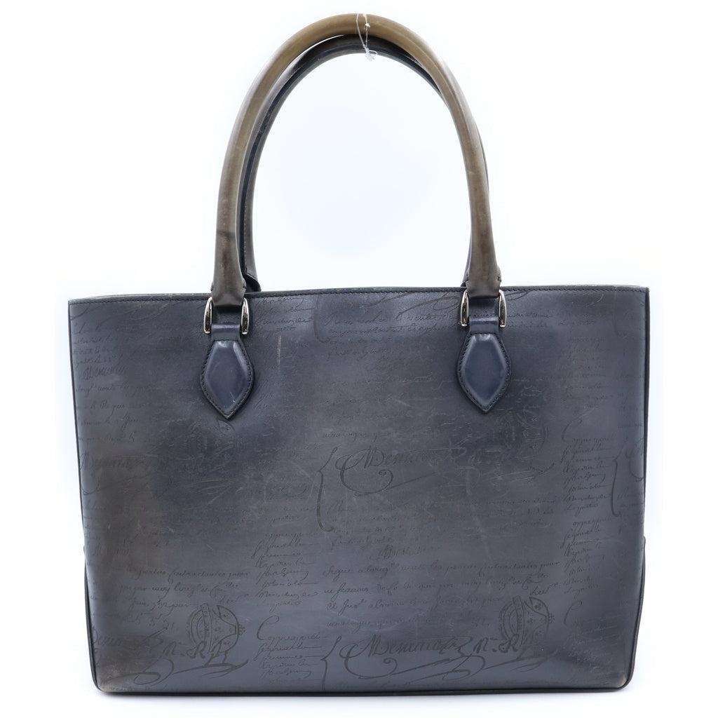 Berluti(ベルルッティ) Toujours Scritto Tote Bag トゥジュール スクリットレザー カリグラフィデザイン トートバッグ ブラック レディース