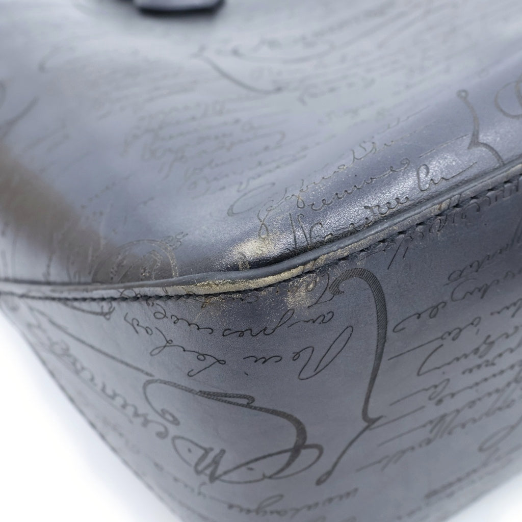 Berluti(ベルルッティ) Toujours Scritto Tote Bag トゥジュール スクリットレザー カリグラフィデザイン トートバッグ ブラック レディース