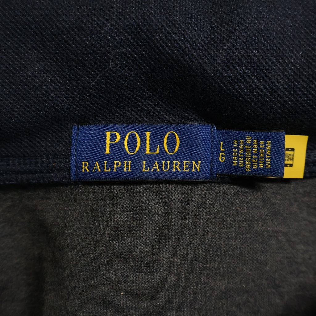 POLO RALPH LAUREN(ポロラルフローレン) Hybrid Hooded Anorak ハイブリッド ポニー刺繍 ハーフジップアップ フーデッド アノラーク スウェットシャツ ネイビー