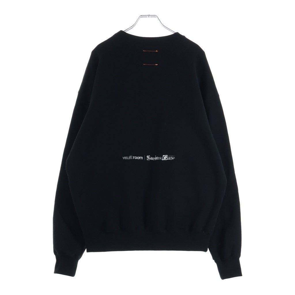 VAULTROOM(ボルトルーム) ×Steins;Gate Nixie Tube Crewneck シュタインズゲート フロントロゴ刺繍 クルーネックスウェットトレーナー ブラック