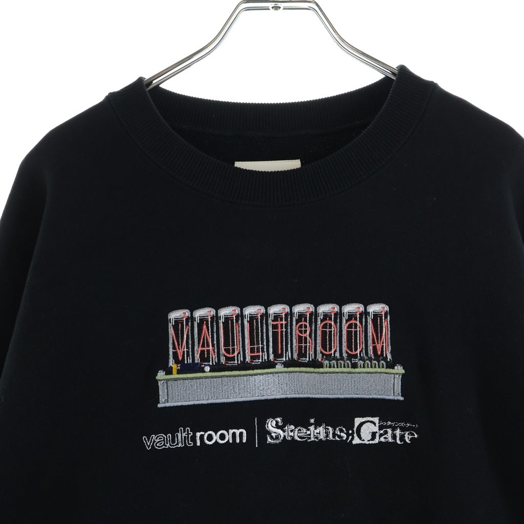 VAULTROOM(ボルトルーム) ×Steins;Gate Nixie Tube Crewneck シュタインズゲート フロントロゴ刺繍 クルーネックスウェットトレーナー ブラック