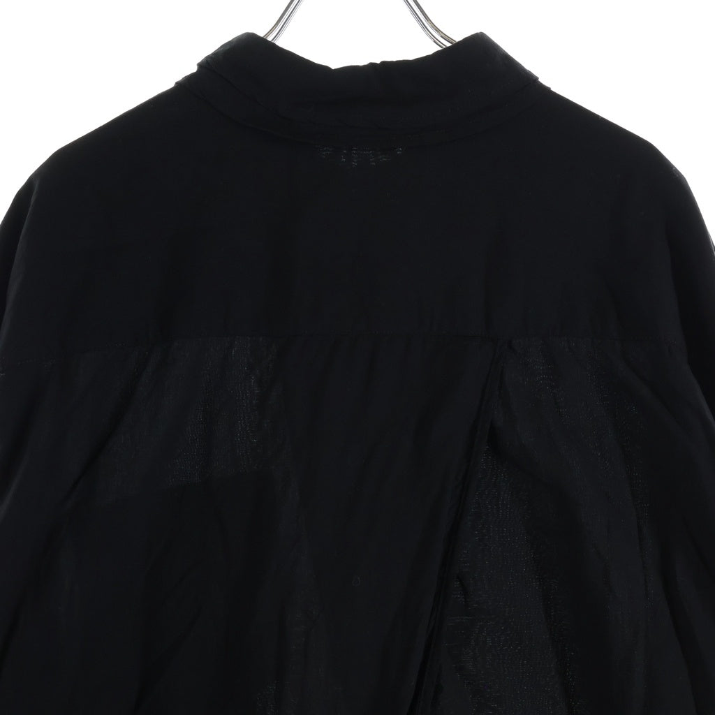 sulvam(サルバム) Asymmetical Drawstring Shirt アシンメトリー ダブル襟 パイピング ボタンダウン 長袖シャツ ブラック MT-B04-010