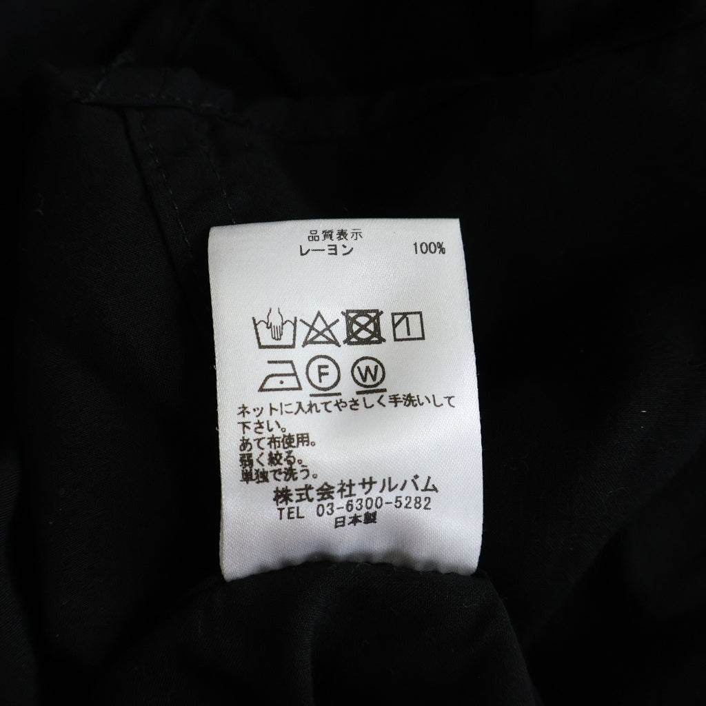 sulvam(サルバム) Asymmetical Drawstring Shirt アシンメトリー ダブル襟 パイピング ボタンダウン 長袖シャツ ブラック MT-B04-010
