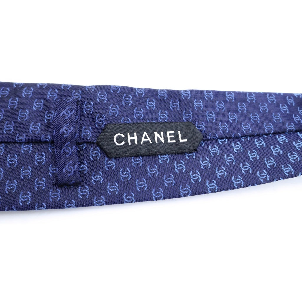 CHANEL(シャネル) ココマーク 総柄 シルクネクタイ ネイビー