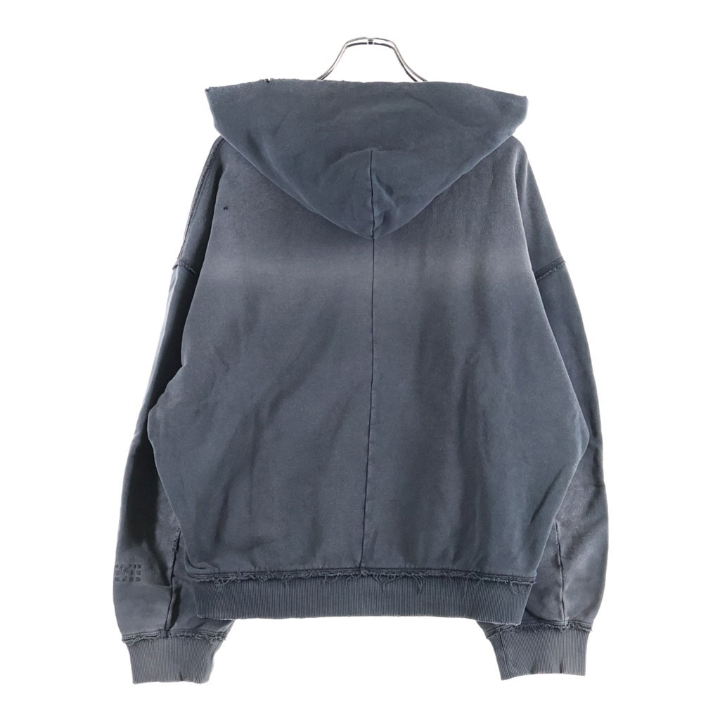 Maison Margiela(メゾンマルジェラ) 24AW Destroyed Zip-Up Hoodie デストロイ加工 ジップアップ プルオーバースウェットパーカー ブラック S62GU0130 M25004