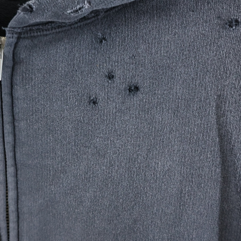 Maison Margiela(メゾンマルジェラ) 24AW Destroyed Zip-Up Hoodie デストロイ加工 ジップアップ プルオーバースウェットパーカー ブラック S62GU0130 M25004