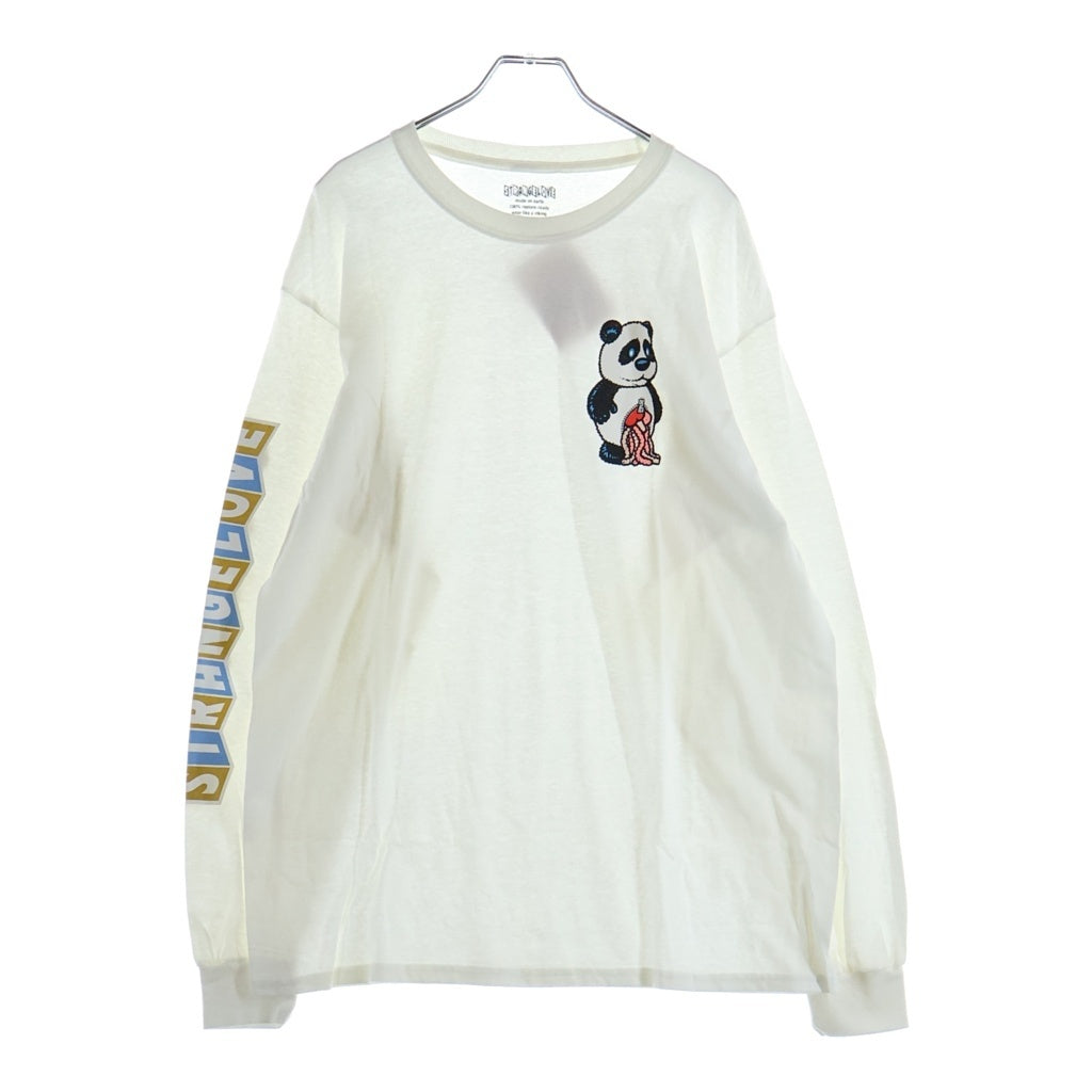 NO BRAND(ノーブランド) STRANGE LOVE(ストレンジラブ) Panda Bear L/S Tee パンダ ベアー ダンクSBデザイン ショーンクライバー アームロゴプリント 長袖 Tシャツ カットソー ホワイト