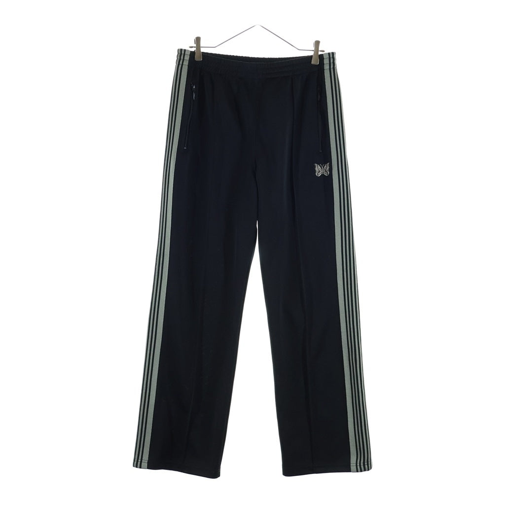 Needles(ニードルス) TRACK PANT POLY SMOOTH ロゴ刺繍 トラックパンツ ブラック/グレー QV1691