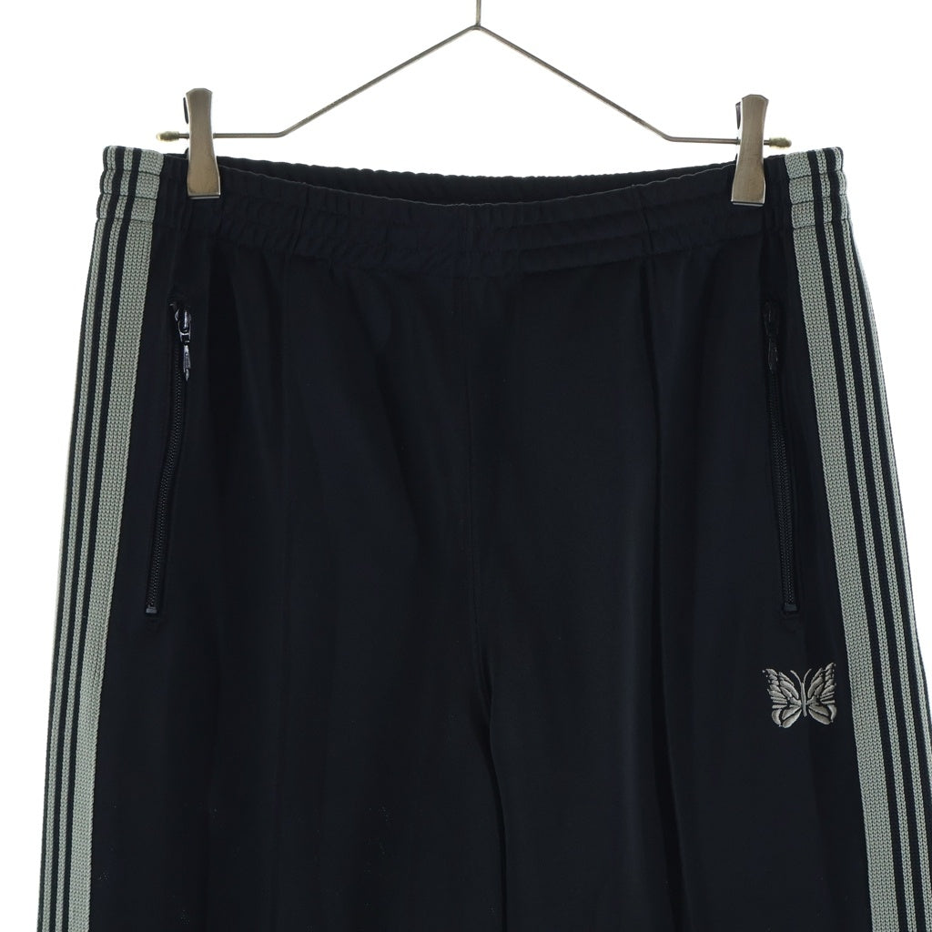 Needles(ニードルス) TRACK PANT POLY SMOOTH ロゴ刺繍 トラックパンツ ブラック/グレー QV1691