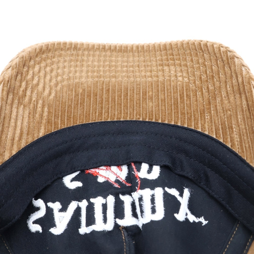 SAINT MICHAEL(セントマイケル) SW_CORDUROY CAP ロゴ刺繍 コーデュロイ 6パネル ベースボールキャップ ベージュ SM-MK8-0000-C13