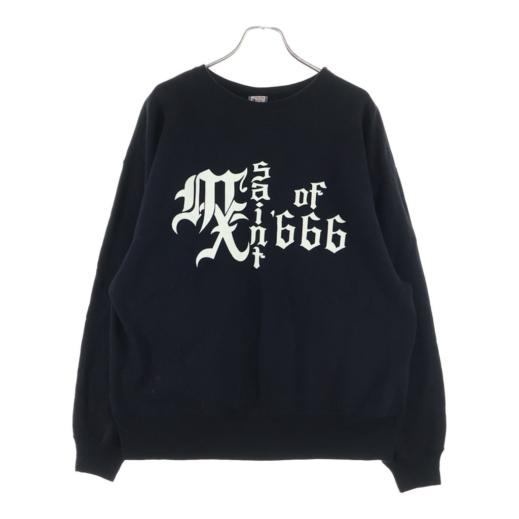 SAINT MICHAEL(セントマイケル) 25SS MX666 CRW-N SWEAT フロントロゴプリント クルーネックスウェットトレーナー ブラック SM-HR8-0000-043